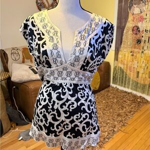 Bebe Monochrome Swirl Dress